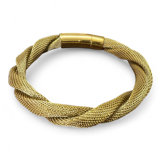 Bracciale intrecciato in maglia dorata per donna