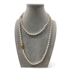 Collana donna lunga perle bianche doppio giro stile elegante chic