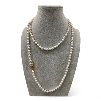 Collana donna lunga perle bianche doppio giro stile elegante chic