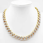 Collana Uomo Donna Maglia Groumette in Colore Oro con Zirconi Elegante