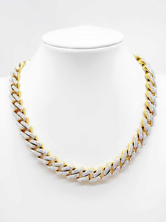 Collana Uomo Donna Maglia Groumette in Colore Oro con Zirconi Elegante
