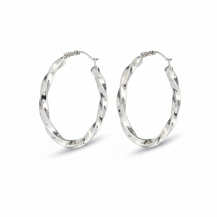 Orecchini Donna Cerchio Acciaio Intrecciati Eleganti Fashion