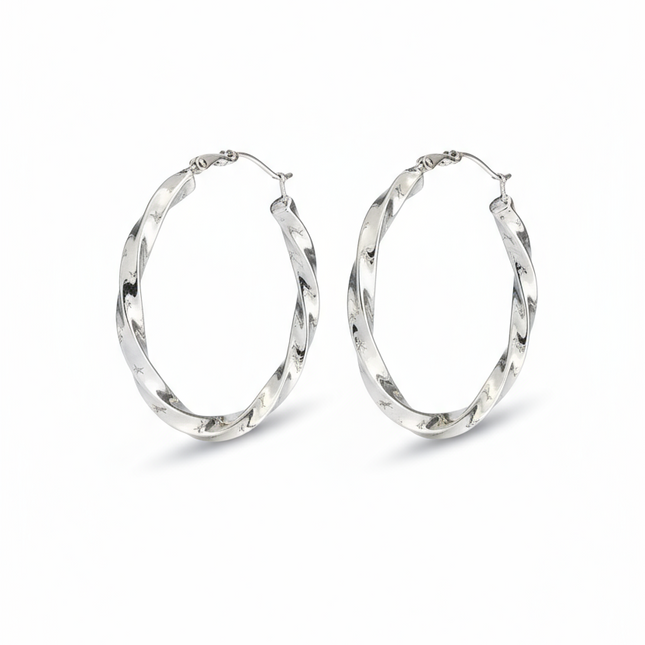 Orecchini Donna Cerchio Acciaio Intrecciati Eleganti Fashion
