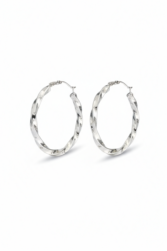 Orecchini Donna Cerchio Acciaio Intrecciati Eleganti Fashion