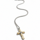 Collana Uomo Acciaio Croce Bicolore Oro Nero Catenina Pendente Moderno