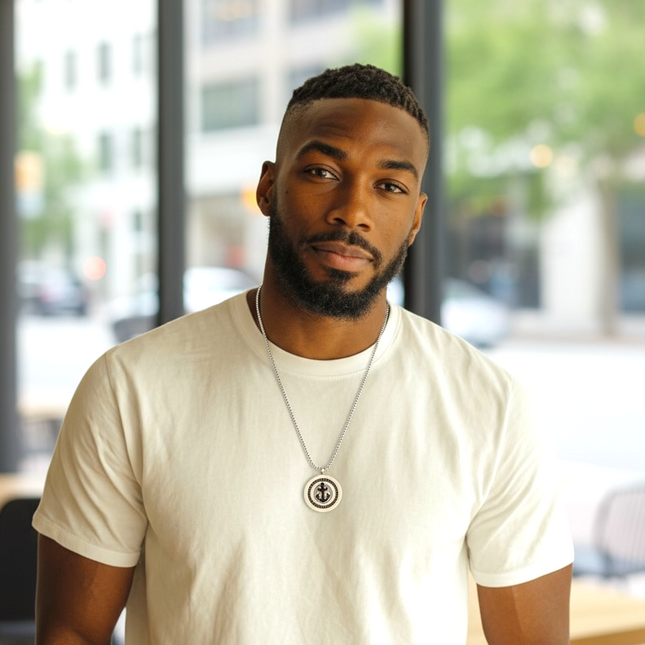 Collana Uomo Acciaio Inossidabile Ciondolo Ancora Nautica Stile Moderno