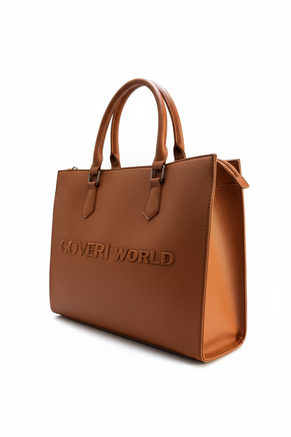 Nuovo Borsa Donna Coveri World Ecopelle Marrone Tracolla Elegante Capiente