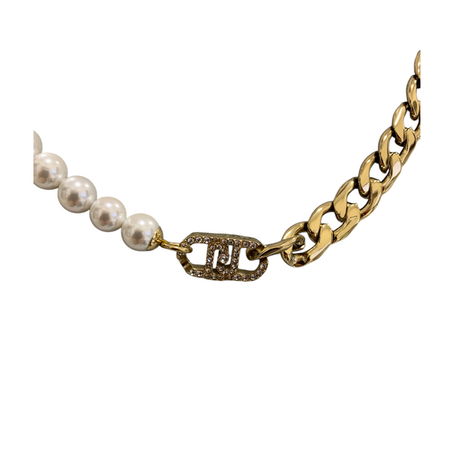 Collana Donna Liu Jo LJ1990 Acciaio Oro Perle Catena Groumette 45cm