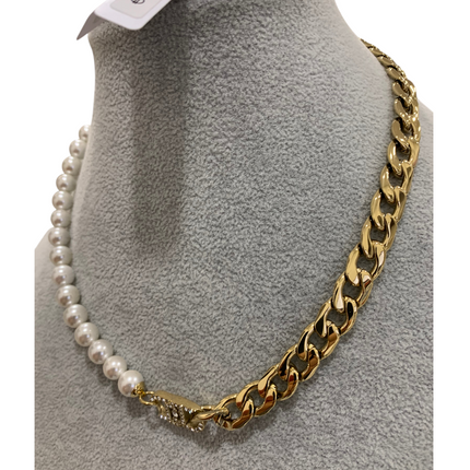 Collana Donna Liu Jo LJ1990 Acciaio Oro Perle Catena Groumette 45cm