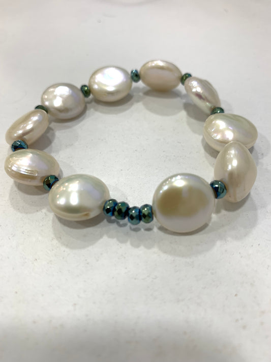Passionedele bracciale elastico di perle barocche coltivate per donna