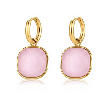 Orecchini Pendenti Donna Shelly Acciaio Oro Resina Colorata Cerchio