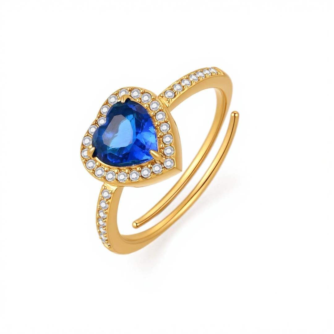 Anello Wycian Con Cuore In Zirconi E Incisione Gratuita - Giallo, Taglia 45