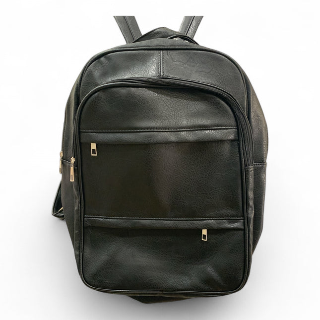 Nuovo Zaino Uomo Donna Ecopelle Nera Elegante Multiuso Lavoro Tempo Libero