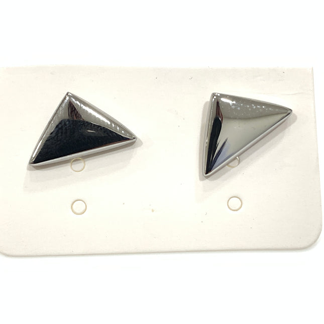 Orecchini Lobo Donna Acciaio Argentato Geometric Triangolo Moderno