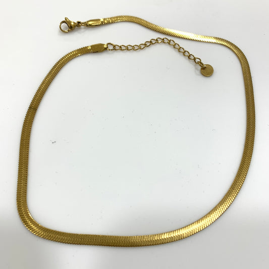 Collana girocollo piattina in acciaio colore oro per donna 45 cm MF