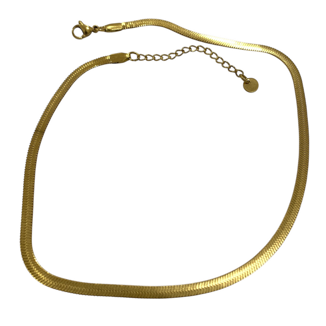 Collana Donna Acciaio Dorato Piattina Girocollo 45cm Design Moderno