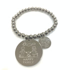 Bracciale Donna Elastico Sfere Acciaio Ciondolo Happy Family MF
