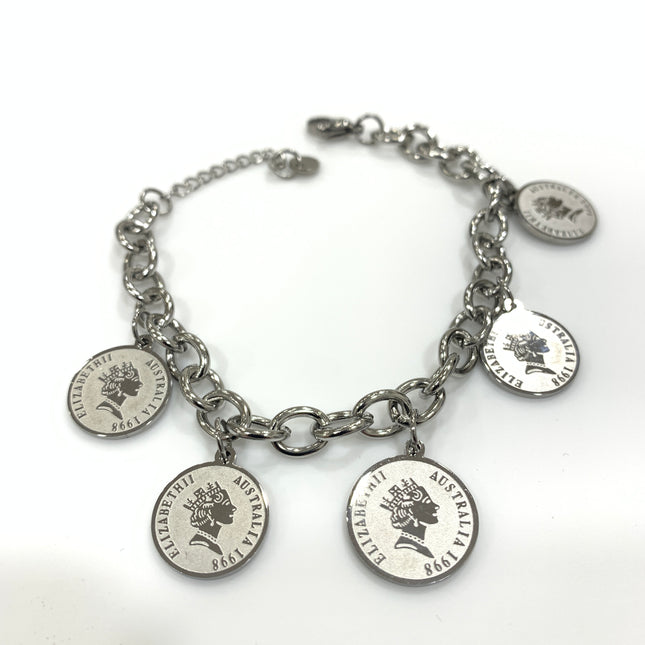 Bracciale Donna Acciaio Steel con Ciondoli Moneta Portafortuna