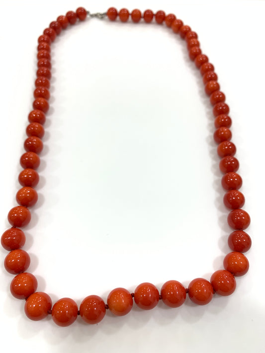 Collana lunga con sfere di vetro rosse 60 cm per donna MF