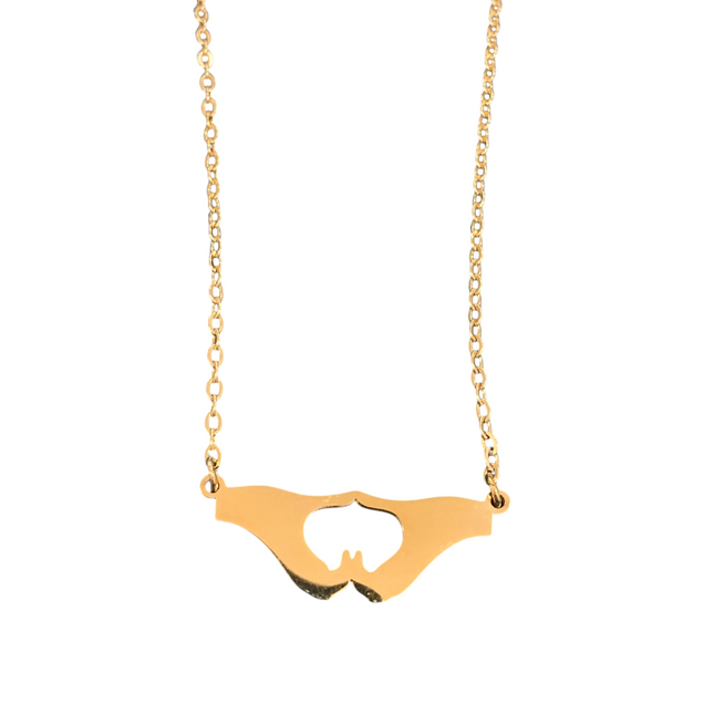 Collana girocollo con ciondolo cuore mani colore oro donna MF