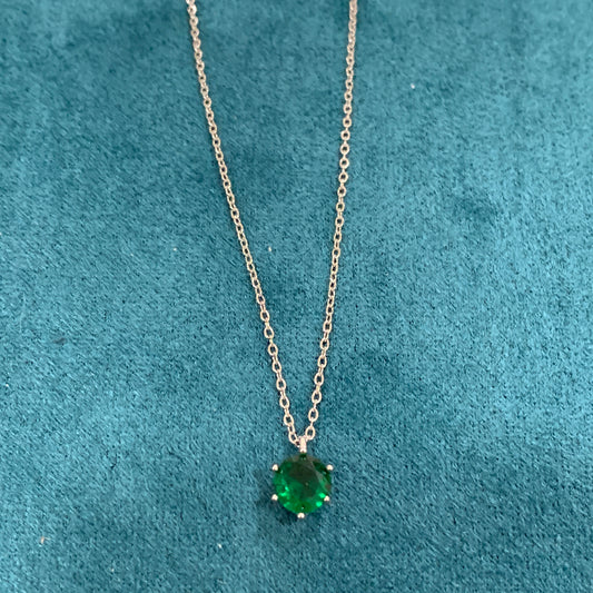 Collana girocollo in acciaio Steel con punto luce in vetro verde donna MF