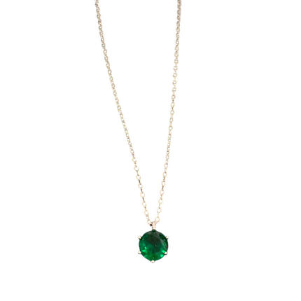 Collana girocollo in acciaio Steel con punto luce in vetro verde donna MF