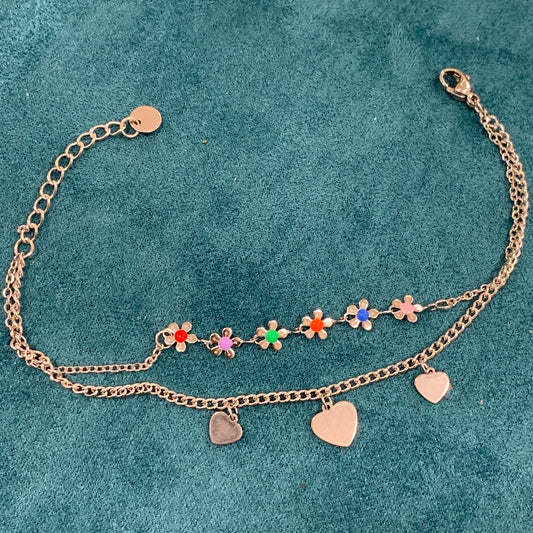 Bracciale in acciaio Steel doppio filo con pendenti per donna MF