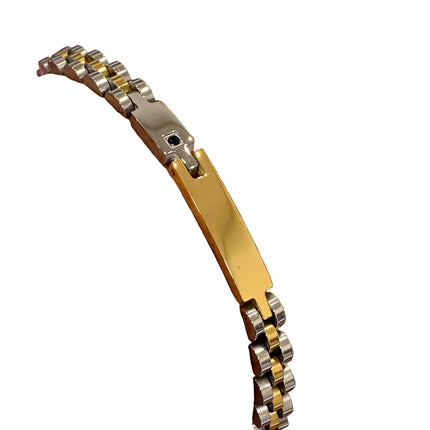 Bracciale Uomo Acciaio Inossidabile Bicolore Cristallo Design Elegante
