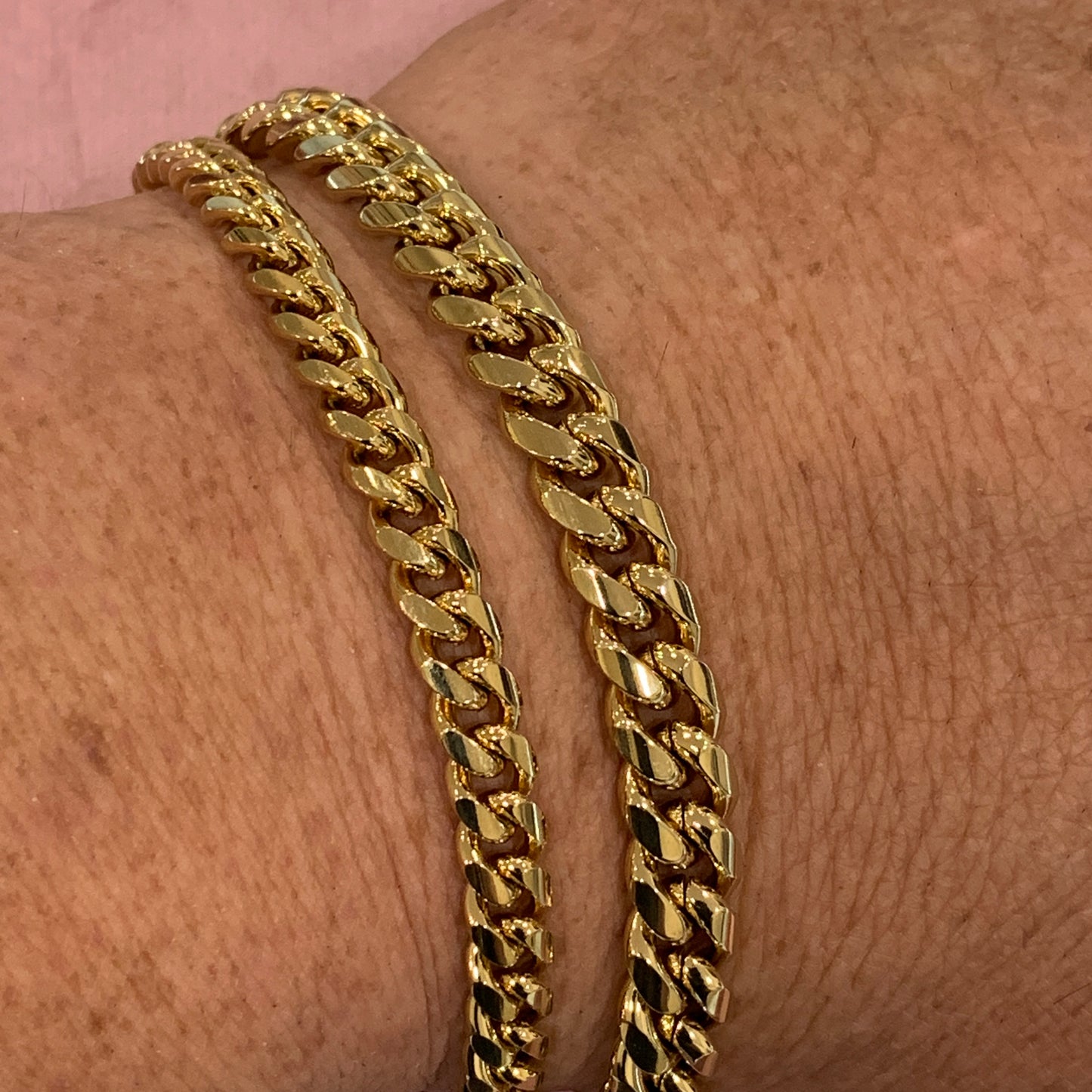 Bracciale per uomo in acciaio Steel catena cubana colore oro MF