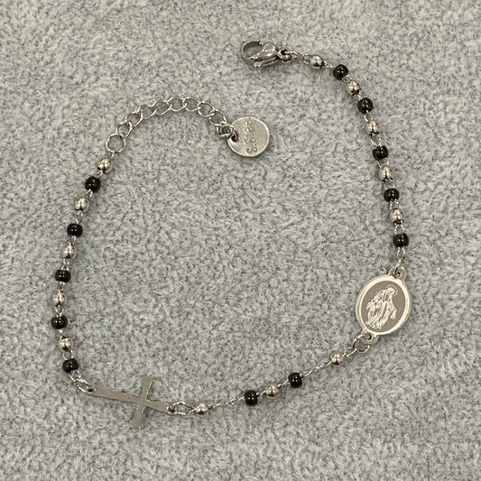 Bracciale rosario in acciaio Steel unisex con grani bicolore MF