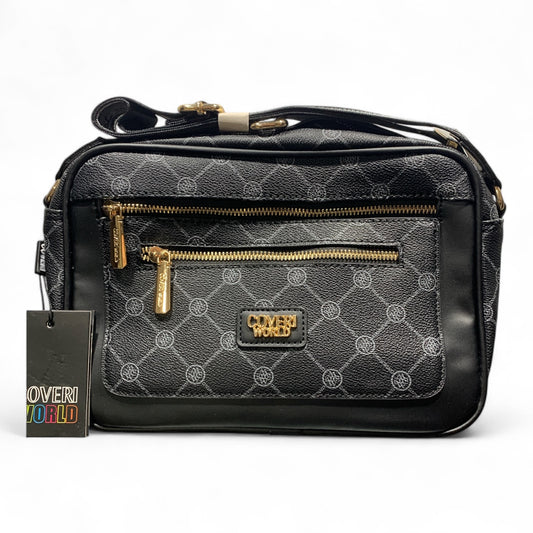 Enrico Coveri World Borsa Con Tracolla Per Donna Sintetico Nero Black Zip Sottocosto