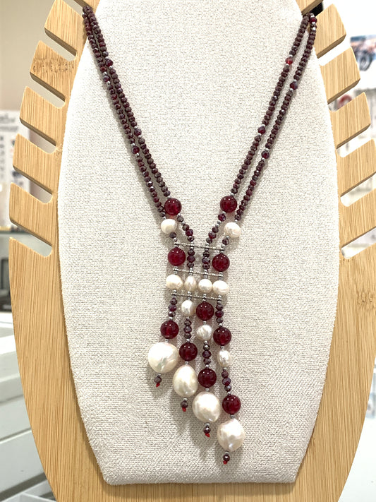 Collana Doppio Filo Con Perle Barocche Coltivate e Pietre Preziose PASSIONEDELE