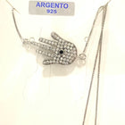 Collana Argento 925 Mano di Fatima Zirconi Bianchi 45cm