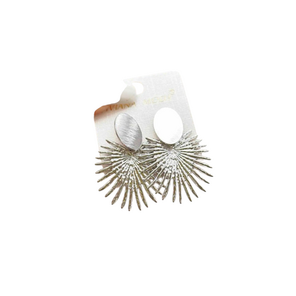 Orecchini Donna Shelly Sunburst Acciaio Argento Raggi Sole 5,5cm 15g