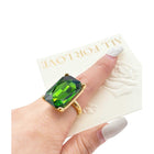 Anello Donna Acciaio Dorato Cristallo Rettangolare 3 Colori Misura 18