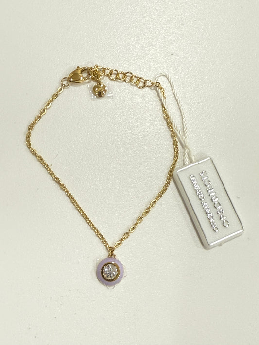 Bracciale OPS! Dorato con Cristallo e Smalto Rosa - Elegante - Nuovo con Etichetta