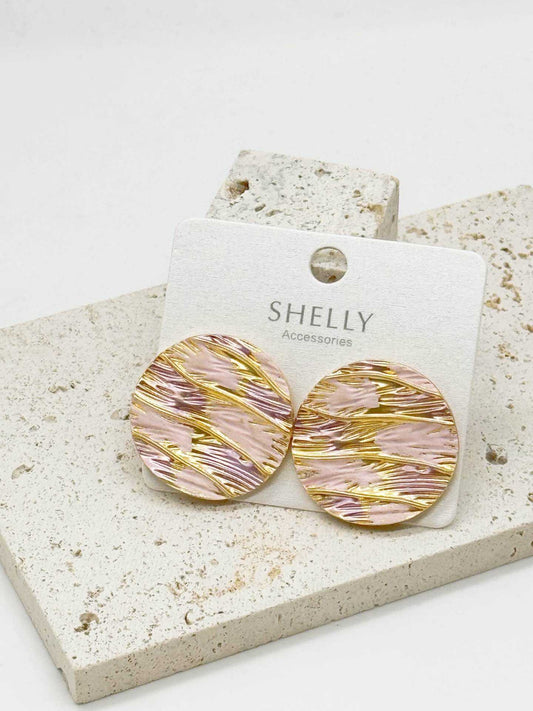 Orecchini Donna Tondi Astratti Oro Rosa Verde Bianco - Shelly Accessories