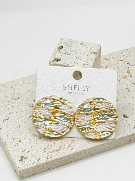 Orecchini Donna Tondi Astratti Oro Rosa Verde Bianco - Shelly Accessories