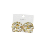 Orecchini Donna Shelly Tondi Astratti Oro Rosa Verde Bianco 4cm