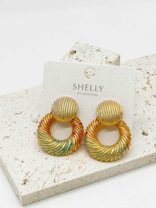 Orecchini Donna Cerchio Oro Multicolor Scanalati - Shelly Accessories