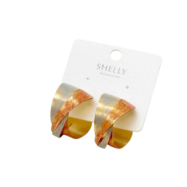Nuovi Shelly Orecchini Clip Donna Oro Argento Rame Effetto Satinato Eleganti