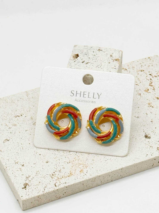 Orecchini Shelly Accessori dorati con smalto multicolore effetto nodo