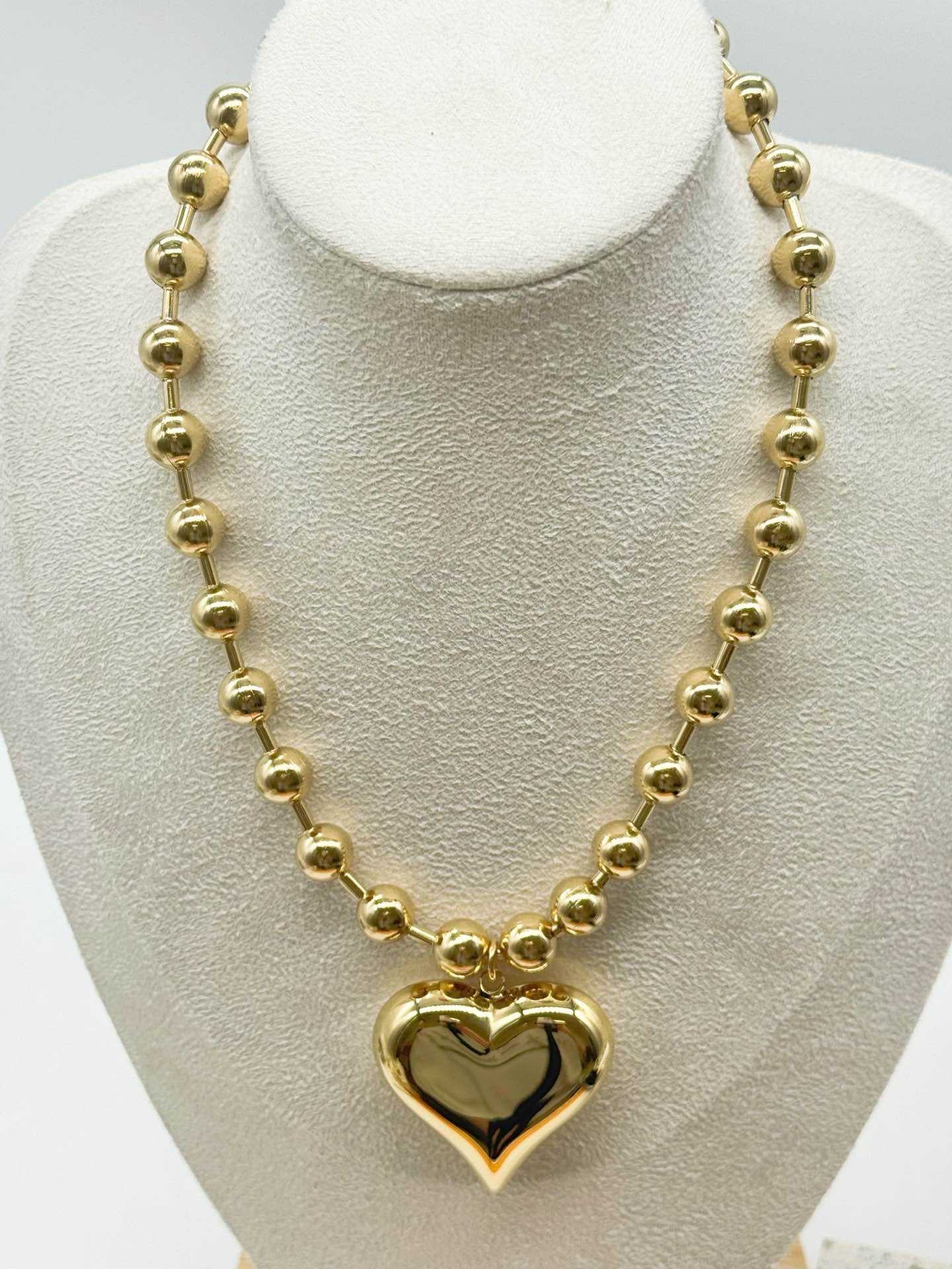Collana donna in acciaio con maxi ciondolo cuore - silver o dorata