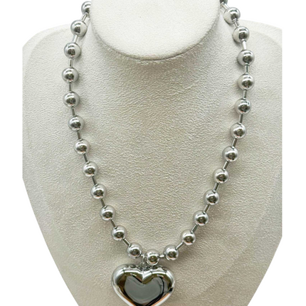 Collana Donna Shelly Acciaio Maxi Cuore Lucido Anallergica Silver Gold