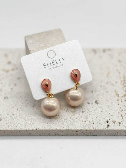 Orecchini donna dorati goccia rosa perla Shelly eleganti chic bijoux