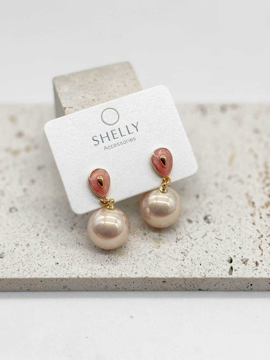 Orecchini donna dorati goccia rosa perla Shelly eleganti chic bijoux