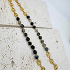 Collana Donna con Pietre Sfaccettate Nere e Grigie e Maglie Dorate - Eleganza Geometrica