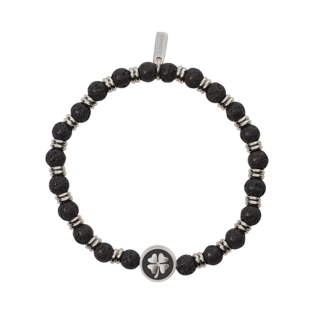 Bracciale Uomo 2Jewels Pietra Lavica Elastico Naturale Unisex 232325