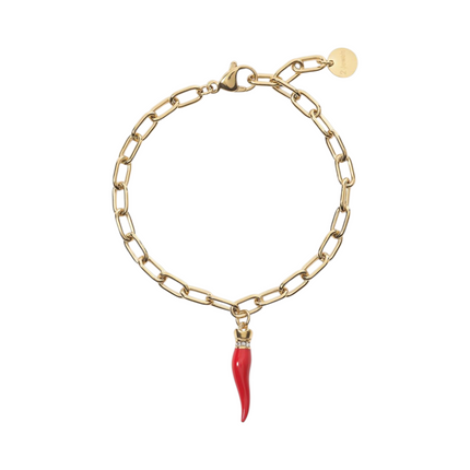 Bracciale Donna 2Jewels Acciaio Gold Cornetto Rosso Portafortuna 232309