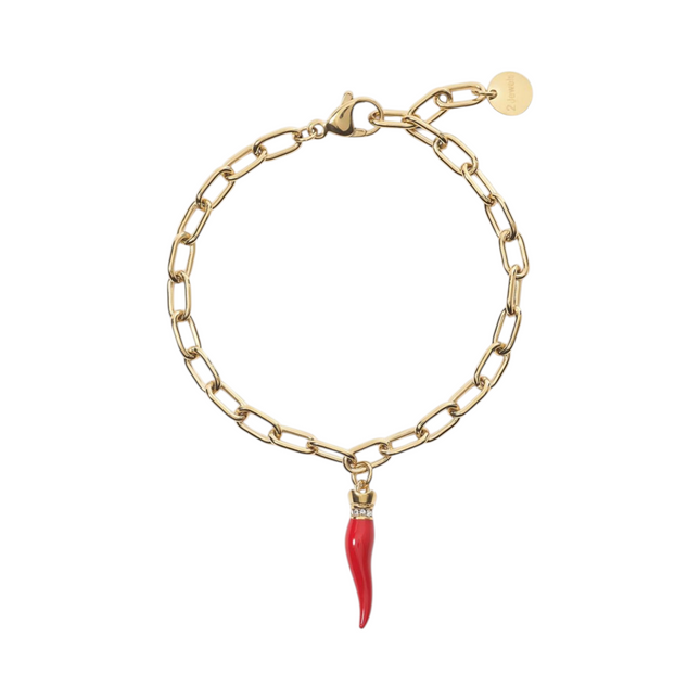 Bracciale Donna 2Jewels Acciaio Gold Cornetto Rosso Portafortuna 232309